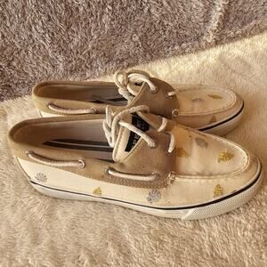 Sperry Top Sider Women's Seashells Bahama‎ 2-Eye Lace Up Boat Shoe Size 6M Beige